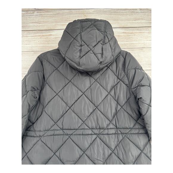 Levis Soft Sherpa Lined Hood Diamond Quilted Parka Jacket Womens XL Black - Picture 4 of 16